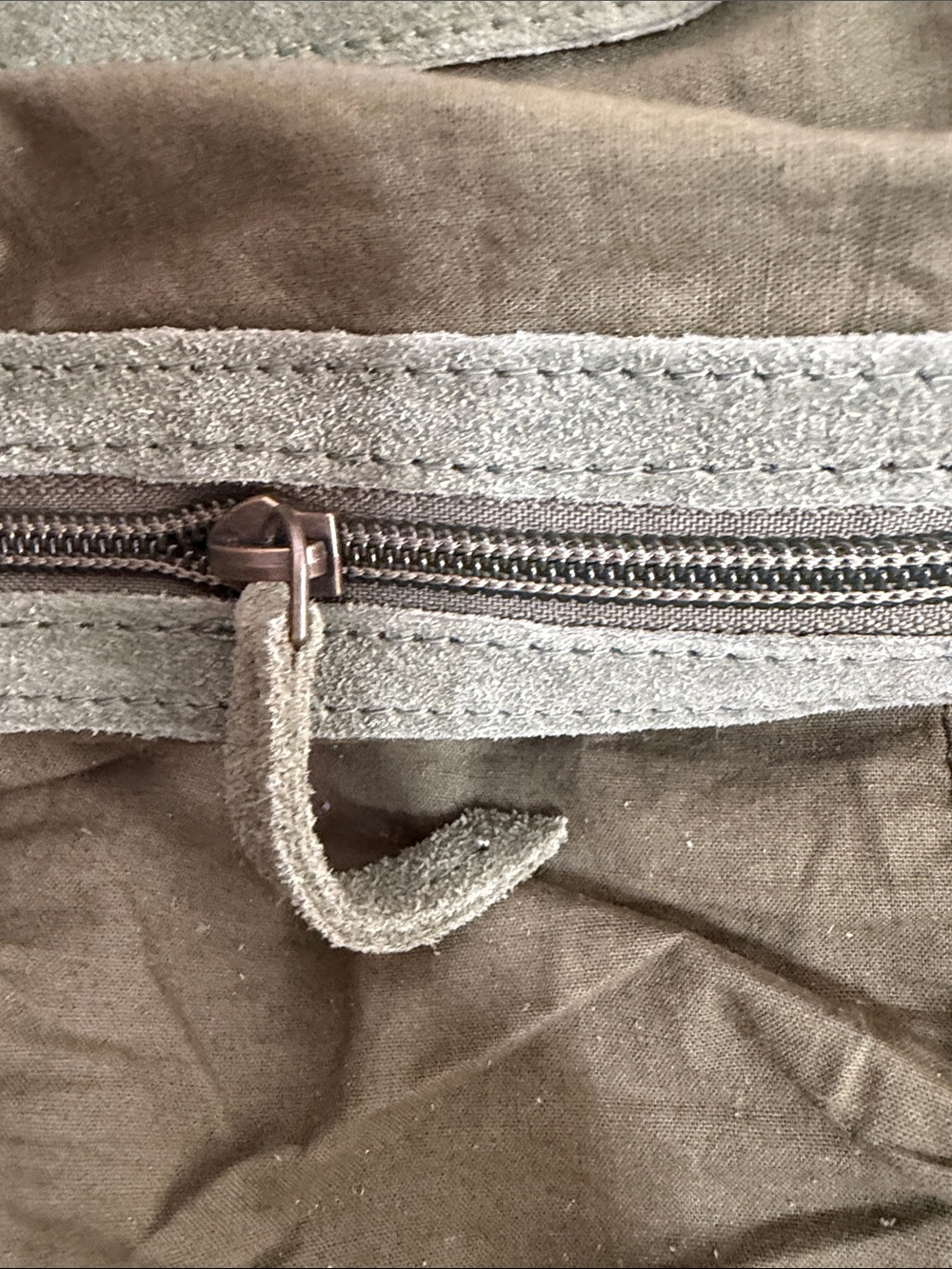 Free People Olive Green Suede Hobo Bag with Scarf Accent - Picture 8 of 12